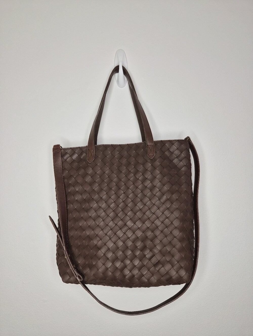 Madewell Medium Transport Tote Chocolate Brown Woven Leather